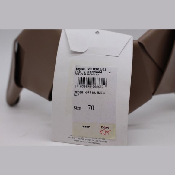 $750 Salvatore Ferragamo NUTMEG BRAIDED CALF Leather Belt Size 70 - Picture 9 of 10